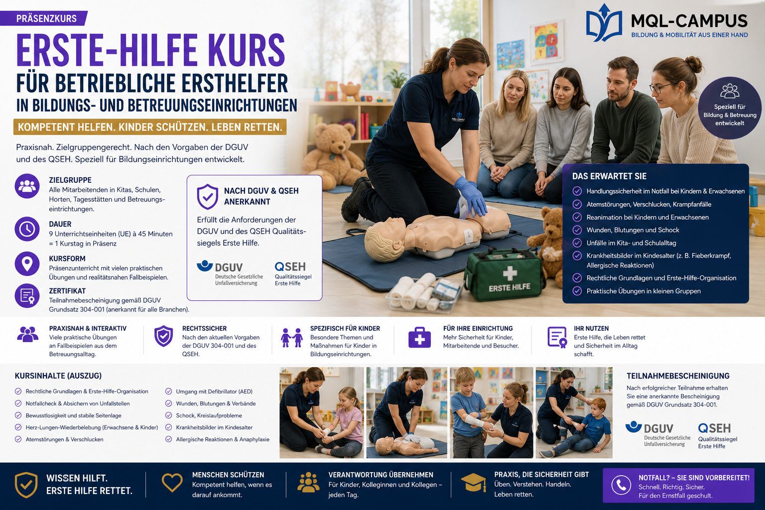 Erste-Hilfe Aus-/Fortbildung für betriebliche Ersthelfer in Bildungs- & Betreuungseinrichtungen